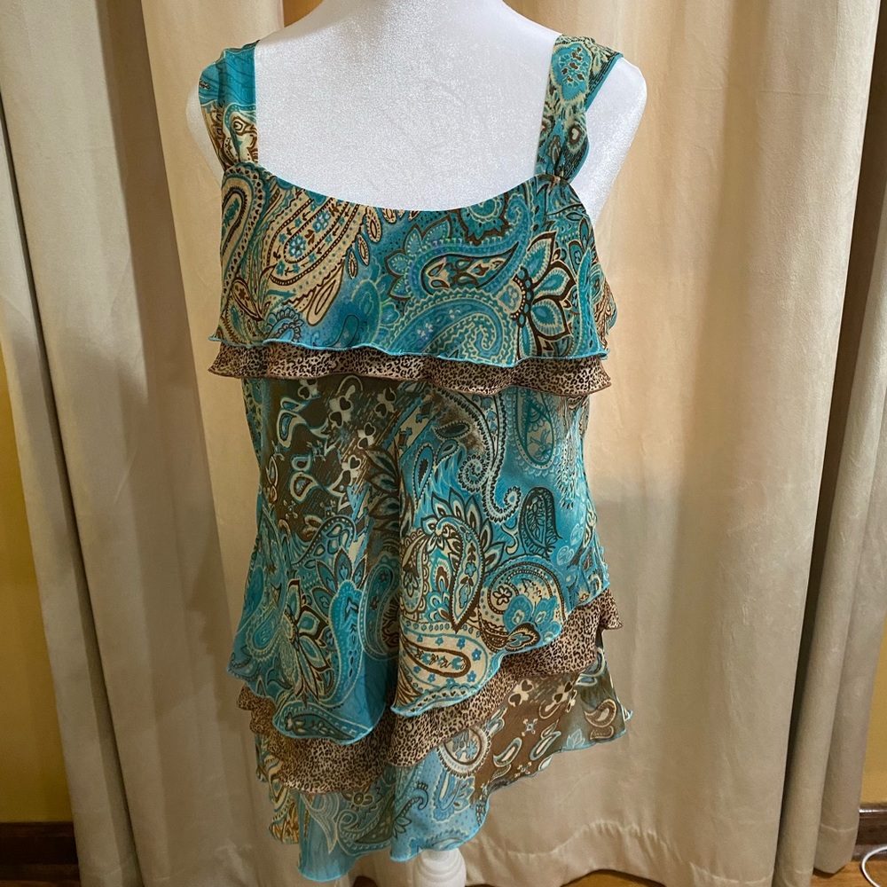 Tank Top paisley turquoise and tan